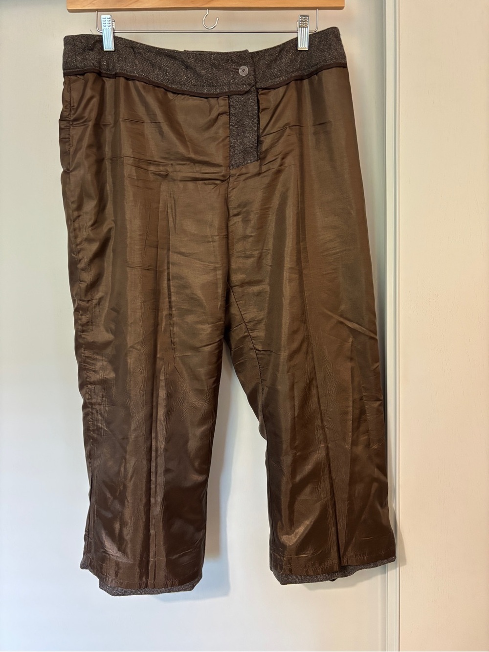 Vintage Pendleton Pants Size 16 Brown Wide-Leg Cuffed Ankle Trousers Wool Tweed - Picture 11 of 11